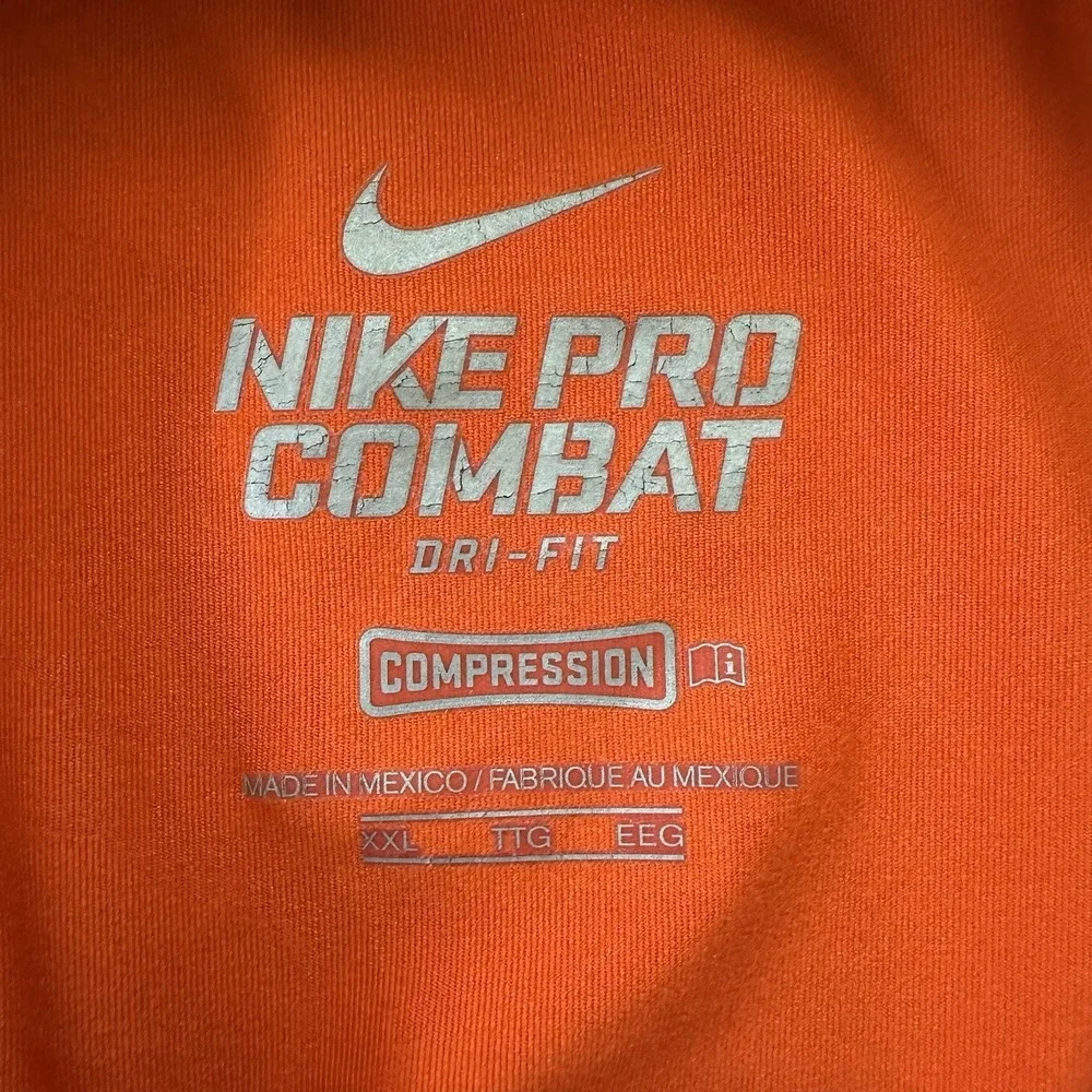 Nike Pro Combat Dri-Fit Compression Long Sleeve Men's XXL Shirt Orange‎